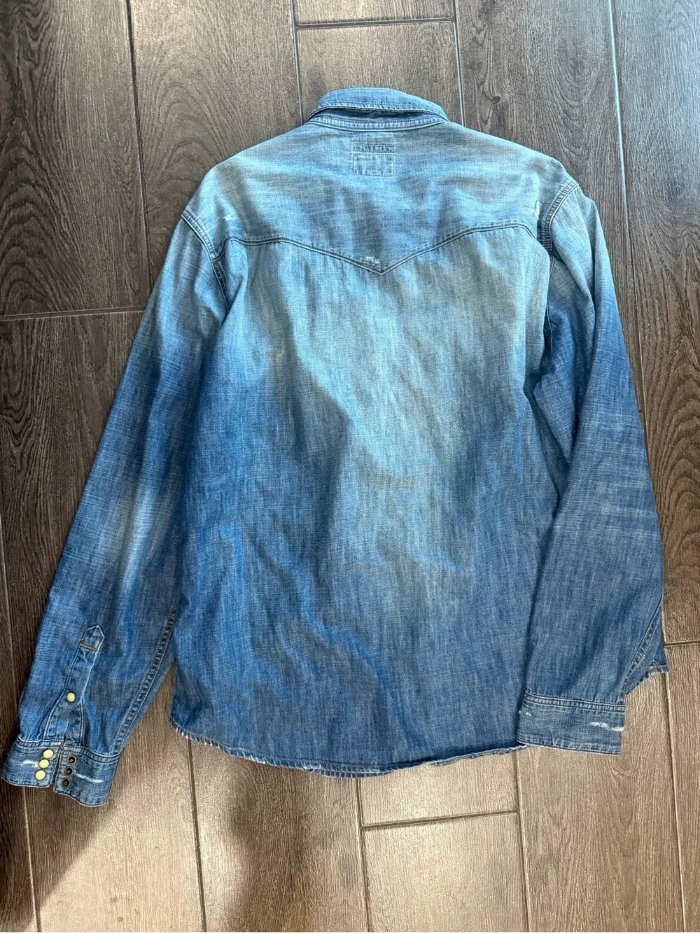 True Religion Men's Washed Blue Denim Button-Down Shirt